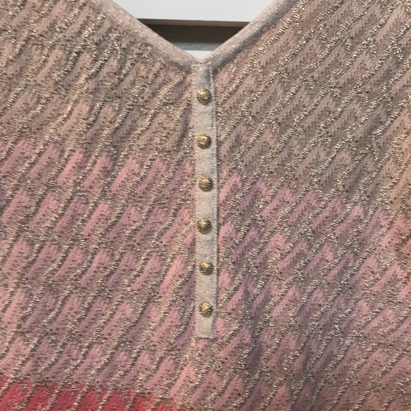 WHBM Gold, Pink, Tan asymmetrical knit top. - Picture 6 of 7